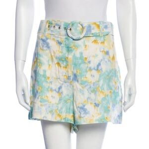 Christian Lacroix High Waisted Belted Linen Shorts